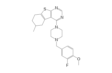 4-[4-(3-fluoro-4-methoxybenzyl)-1-piperazinyl]-6-methyl-5,6,7,8-tetrahydro[1]benzothieno[2,3-d]pyrimidine