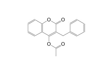 2H-1-benzopyran-2-one, 4-(acetyloxy)-3-(phenylmethyl)-