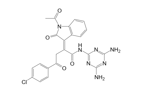 2-[(2E)-2-(1-Acetyl-2-oxo-1,2-dihydro-3H-indol-3-ylidene)-4-(4-chlorophenyl)-4-oxobutanoyl]amino-4,6-diamino-1,3,5-triazine