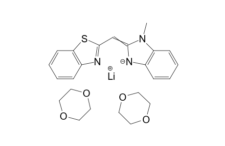 Lithium(I) 2-[(1-methylbenzimidazol-3-id-2-ylidene)methyl]-1,3-benzothiazole bis(1,4-dioxane)
