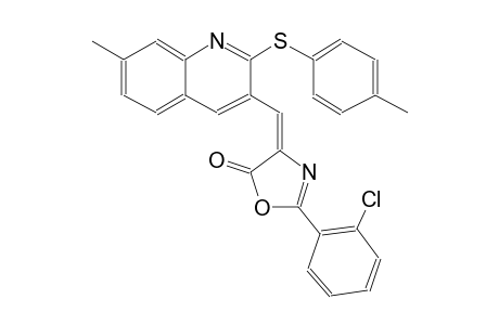 5(4H)-oxazolone, 2-(2-chlorophenyl)-4-[[7-methyl-2-[(4-methylphenyl)thio]-3-quinolinyl]methylene]-, (4E)-