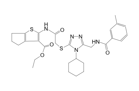 4H-cyclopenta[b]thiophene-3-carboxylic acid, 2-[[[[4-cyclohexyl-5-[[(3-methylbenzoyl)amino]methyl]-4H-1,2,4-triazol-3-yl]thio]acetyl]amino]-5,6-dihydro-, ethyl ester