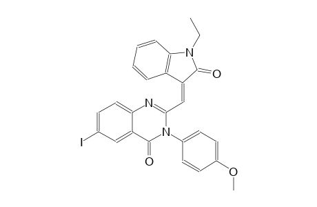 2-[(E)-(1-ethyl-2-oxo-1,2-dihydro-3H-indol-3-ylidene)methyl]-6-iodo-3-(4-methoxyphenyl)-4(3H)-quinazolinone