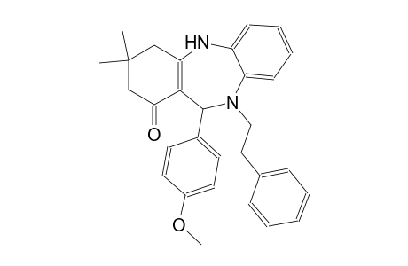 11-(4-methoxyphenyl)-3,3-dimethyl-10-(2-phenylethyl)-2,3,4,5,10,11-hexahydro-1H-dibenzo[b,e][1,4]diazepin-1-one