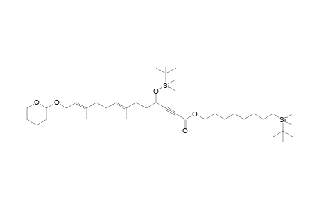 {[(tert-Butyl)dimethylsilyl]oxy}octyl (RS,E,E)-4-{[(tert-Butyl)dimethylsilyl]oxy}-7,11-dimethyl-13-{[(RS)-tetrahydro-2H-pyran-2-yl]oxy}trideca-7,11-dien-2-ynoate