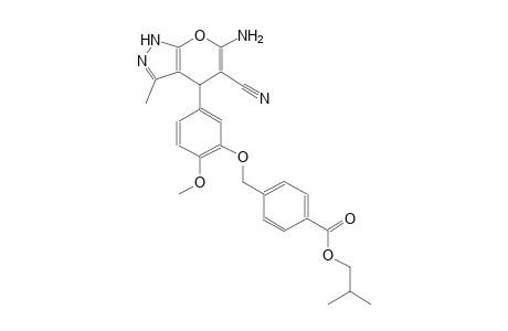 benzoic acid, 4-[[5-(6-amino-5-cyano-1,4-dihydro-3-methylpyrano[2,3-c]pyrazol-4-yl)-2-methoxyphenoxy]methyl]-, 2-methylpropyl ester