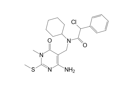 N-((4-amino-1-methyl-2-(methylthio)-6-oxo-1,6-dihydropyrimidin-5-yl)methyl)-2-chloro-N-cyclohexyl-2-phenylacetamide