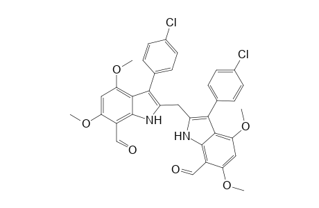 2,2'-Di-3-(4'-chlorophenyl)-4,6-dimethoxyindolylmethane-7,7'-dicarbaldehyde