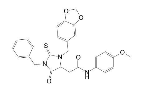 2-[3-(1,3-benzodioxol-5-ylmethyl)-1-benzyl-5-oxo-2-thioxo-4-imidazolidinyl]-N-(4-methoxyphenyl)acetamide