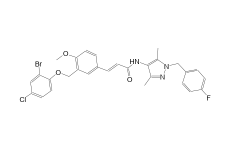 (2E)-3-{3-[(2-bromo-4-chlorophenoxy)methyl]-4-methoxyphenyl}-N-[1-(4-fluorobenzyl)-3,5-dimethyl-1H-pyrazol-4-yl]-2-propenamide
