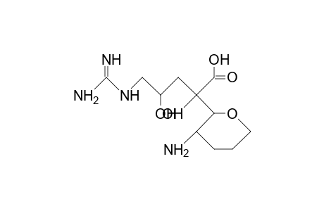 5-Amino-6-(1',3'-dihydroxy-4'-guanidino-1'-carboxybutyl)-oxane