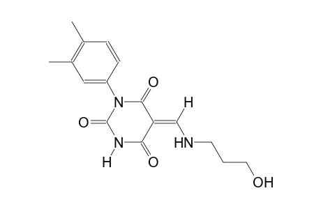 (5E)-1-(3,4-dimethylphenyl)-5-{[(3-hydroxypropyl)amino]methylene}-2,4,6(1H,3H,5H)-pyrimidinetrione
