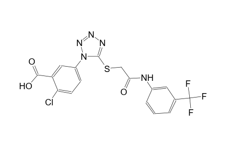 2-chloro-5-[5-({2-oxo-2-[3-(trifluoromethyl)anilino]ethyl}sulfanyl)-1H-tetraazol-1-yl]benzoic acid