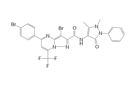 3-bromo-5-(4-bromophenyl)-N-(1,5-dimethyl-3-oxo-2-phenyl-2,3-dihydro-1H-pyrazol-4-yl)-7-(trifluoromethyl)pyrazolo[1,5-a]pyrimidine-2-carboxamide