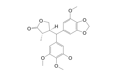 2,3-TRANS-2-METHYL-3-[(3'-HYDROXYL-4',5'-DIMETHOXYPHENYL)-(5''-METHOXY-3'',4''-METHYLENEDIOXYPHENYL)-METHYL]-BUTYROLACTONE