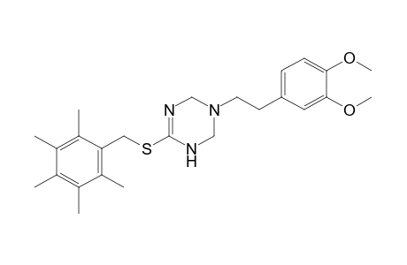 1-(3,4-dimethoxyphenethyl)-4-[(2,3,4,5,6-pentamethylbenzyl)thio]1,2,5,6-tetrahydro-s-triazine