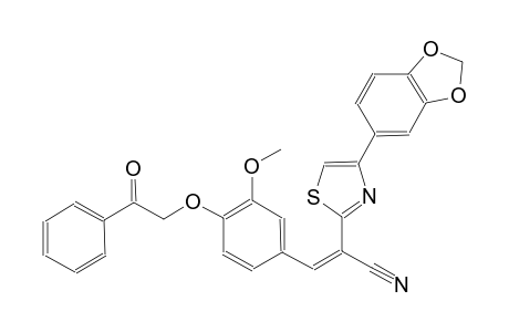 (2Z)-2-[4-(1,3-benzodioxol-5-yl)-1,3-thiazol-2-yl]-3-[3-methoxy-4-(2-oxo-2-phenylethoxy)phenyl]-2-propenenitrile