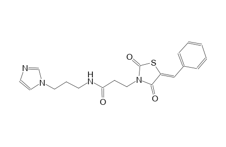 3-[(5Z)-5-benzylidene-2,4-dioxo-1,3-thiazolidin-3-yl]-N-[3-(1H-imidazol-1-yl)propyl]propanamide