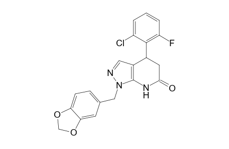 1-(2H-1,3-benzodioxol-5-ylmethyl)-4-(2-chloro-6-fluorophenyl)-1H,4H,5H,6H,7H-pyrazolo[3,4-b]pyridin-6-one