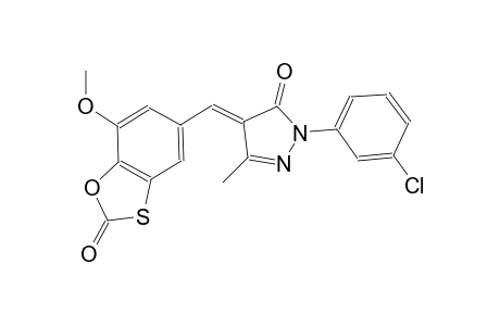 3H-pyrazol-3-one, 2-(3-chlorophenyl)-2,4-dihydro-4-[(7-methoxy-2-oxo-1,3-benzoxathiol-5-yl)methylene]-5-methyl-, (4E)-