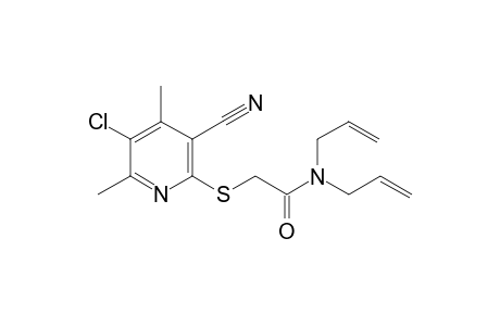 2-[(5-chloro-3-cyano-4,6-dimethylpyridin-2-yl)sulfanyl]-N,N-bis(prop-2-en-1-yl)acetamide