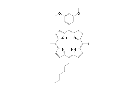 5-(3,5-Dimethoxyphenyl)-15-hexyl-10,20-diiodoporphyrin