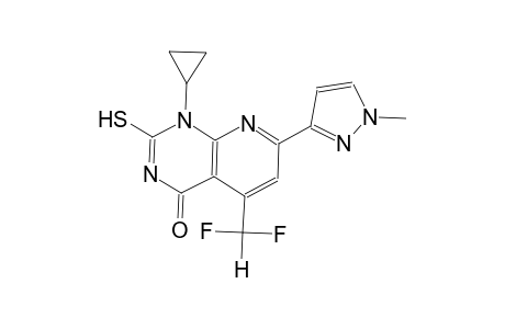 pyrido[2,3-d]pyrimidin-4(1H)-one, 1-cyclopropyl-5-(difluoromethyl)-2-mercapto-7-(1-methyl-1H-pyrazol-3-yl)-