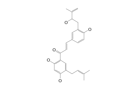 BARTERICIN-D;(-)-3-(2-HYDROXY-3-METHYLBUT-3-ENYL)-5'-(3,3-DIMETHYLALLYL)-4,2',4'-TRIHYDROXYCHALCONE