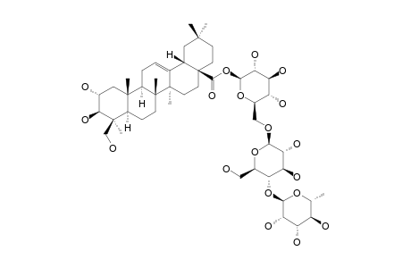 #12;SCHEFFOLEOSIDE-F;2-ALPHA,3-BETA,24-TRIHYDROXY-OLEAN-12-EN-28-OIC-ACID-28-O-ALPHA-L-RHAMNOPYRANOSYL-(1->4)-BETA-D-GLUCOPYRANOSYL-(1->6)-BETA-D-GLUCOPYRANOSI