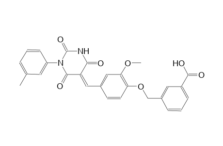 3-({2-methoxy-4-[(E)-(1-(3-methylphenyl)-2,4,6-trioxotetrahydro-5(2H)-pyrimidinylidene)methyl]phenoxy}methyl)benzoic acid