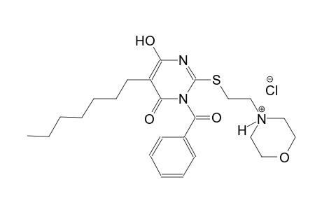 morpholinium, 4-[2-[(1-benzoyl-5-heptyl-1,6-dihydro-4-hydroxy-6-oxo-2-pyrimidinyl)thio]ethyl]-, chloride