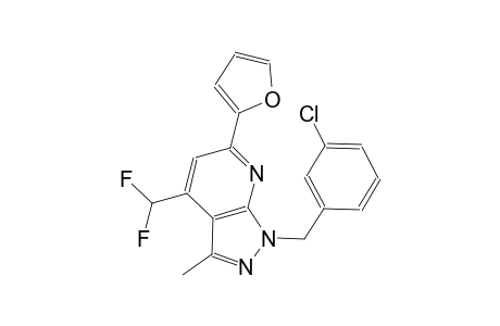 1H-pyrazolo[3,4-b]pyridine, 1-[(3-chlorophenyl)methyl]-4-(difluoromethyl)-6-(2-furanyl)-3-methyl-