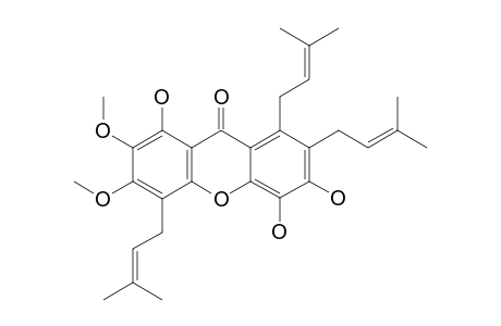 NUJIANGEXANTHONE_B;1,2,5,6-TETRAHYDROXY-2,3-DIMETHOXY-4,7,8-TRI-(3-METHYLBUT-2-ENYL)-XANTHONE