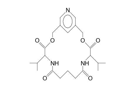 (5S,13S)-5,13-Diisopropyl-3,15-dioxa-6,12,19-triaza-bicyclo(15.3.1)heneicosa-1(21),17,19-triene-4,7,11,14-tetrone
