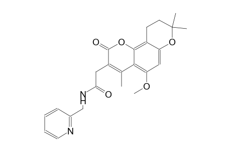 2-(5-methoxy-4,8,8-trimethyl-2-oxo-2,8,9,10-tetrahydropyrano[2,3-f]chromen-3-yl)-N-(pyridin-2-ylmethyl)acetamide