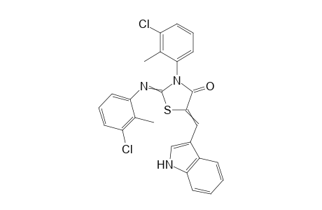 2-(2-methyl-3-chlorophenylimino)-3-(2-methyl-3-chlorophenyl)-5-(1H-indol-3-yl)methylene-1,3-thiazolidin-4-one