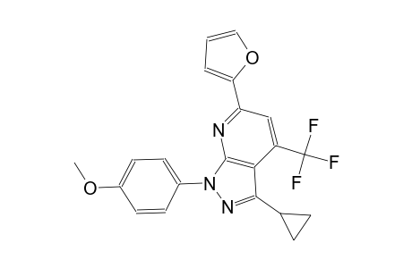 1H-pyrazolo[3,4-b]pyridine, 3-cyclopropyl-6-(2-furanyl)-1-(4-methoxyphenyl)-4-(trifluoromethyl)-