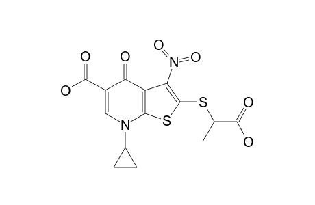 (+/-)-2-[(CARBOXYETHYL)-THIO]-7-CYCLOPROPYL-3-NITRO-4-OXO-4,7-DIHYDROTHIENO-[2,3-B]-PYRIDINE-5-CARBOXYLIC-ACID