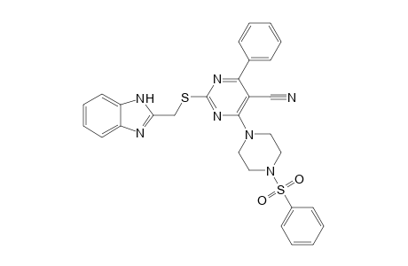 2-((1H-Benzo[d]imidazol-2-yl)methylthio)-4-phenyl-6-(4-(phenylsulfonyl)piperazin-1-yl)pyrimidine-5-carbonitrile