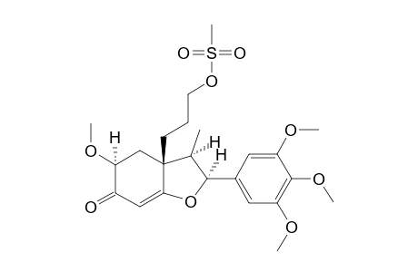 6(2H)-Benzofuranone, 3,3a,4,5-tetrahydro-5-methoxy-3-methyl-3a-[3-[(methylsulfonyl)oxy]pro pyl]-2-(3,4,5-trimethoxyphenyl)-, (2.alpha.,3.alpha.,3a.beta.,5.alpha.)-(.+-.)-