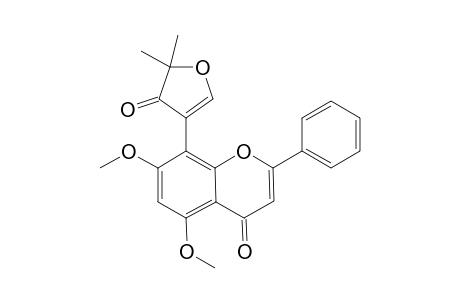 Tachrosinol [5,7-dimethoxy-8-[4"-(2",3"-dihydro-2",2"-dimethyl-3"-oxofuryl)]flavone