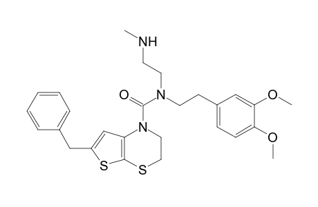 6-Benzyl-2,3-dihydro-N-(methylaminoethyl)-N-{2'-[N'-(3",4"-dimethoxyphenyl)ethyl]}-1H-thieno[2,3-b]-(1,4)-thiazine-1-carboxamide
