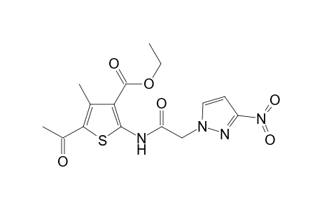 3-Thiophenecarboxylic acid, 5-acetyl-4-methyl-2-[[2-(3-nitro-1H-pyrazol-1-yl)acetyl]amino]-, ethyl ester
