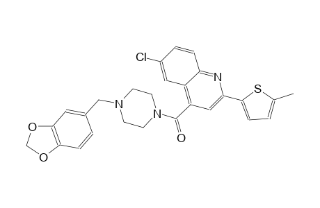 4-{[4-(1,3-benzodioxol-5-ylmethyl)-1-piperazinyl]carbonyl}-6-chloro-2-(5-methyl-2-thienyl)quinoline