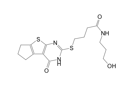 N-(3-hydroxypropyl)-4-[(4-oxo-3,5,6,7-tetrahydro-4H-cyclopenta[4,5]thieno[2,3-d]pyrimidin-2-yl)sulfanyl]butanamide