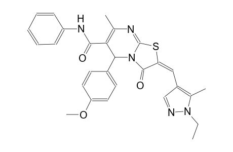 (2E)-2-[(1-ethyl-5-methyl-1H-pyrazol-4-yl)methylene]-5-(4-methoxyphenyl)-7-methyl-3-oxo-N-phenyl-2,3-dihydro-5H-[1,3]thiazolo[3,2-a]pyrimidine-6-carboxamide