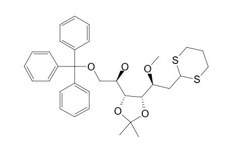 2-DEOXY-4,5-O-ISOPROPYLIDENE-3-O-METHYL-7-O-TRITYL-D-MANNO-HEPTOSE-TRIMETHYLENE-DITHIOACETAL