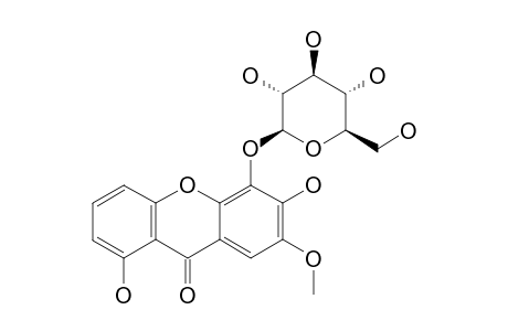 TRICORNOSIDE_E;5-BETA-D-GLUCOPYRANOSYL-1,6-DIHYDROXY-7-METHOXYXANTHONE