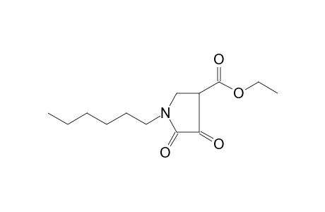 3-Pyrrolidinecarboxylic acid, 1-hexyl-4,5-dioxo-, ethyl ester