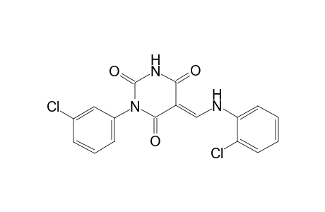 (5E)-1-(3-chlorophenyl)-5-[[(2-chlorophenyl)amino]methylidene]-1,3-diazinane-2,4,6-trione